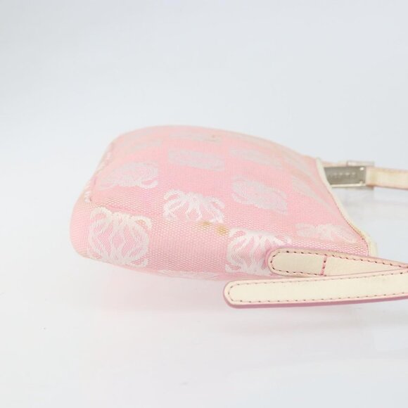 Authentic LOEWE Anagram Shoulder Bag Canvas Pink Silver - Picture 10 of 16